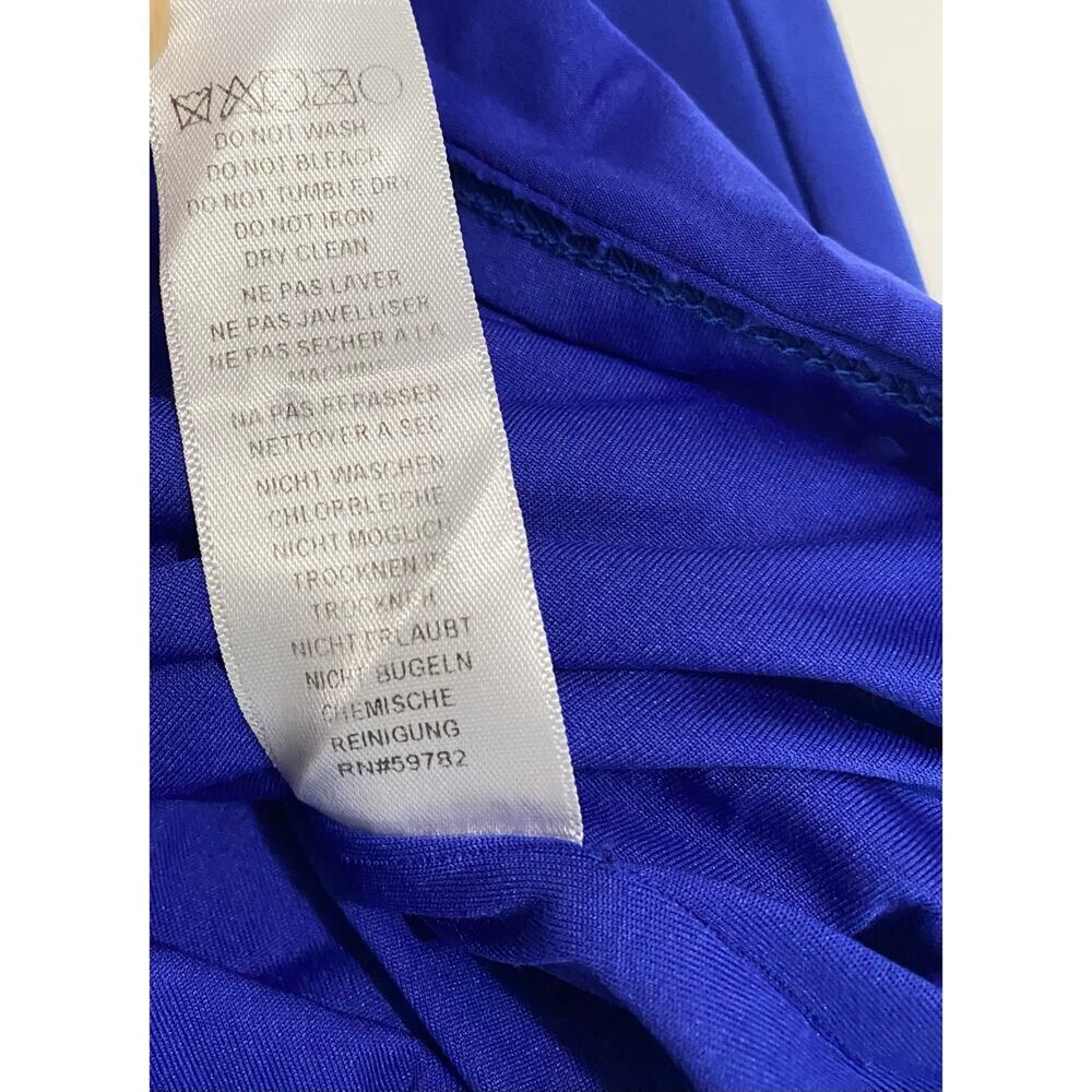 Adrianna Papell Blue Knee Length Dress Size 10 Ruched Waist Cap Sleeve Work - Picture 10 of 11